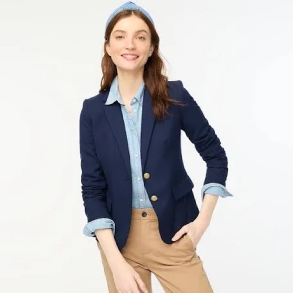 J Crew Women’s Schoolboy Navy Blazer with Gold button detail Fully Lined - Picture 1 of 15